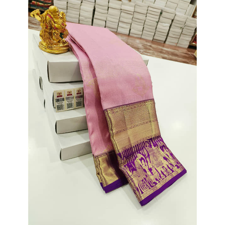 Light Pink Pure Silk Bridal Wedding Saree