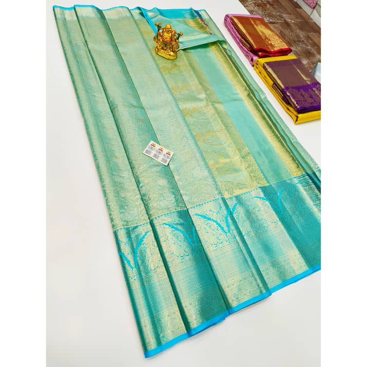 Sky Blue Traditional Wedding Silk Saree