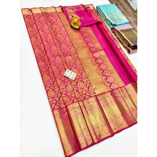 Dark Pink Kanchipuram Wedding Silk Saree