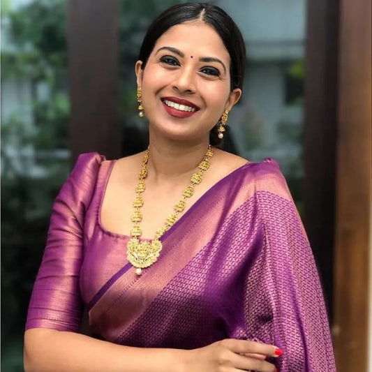 Purple Party Wear Silk Saree With Blouse